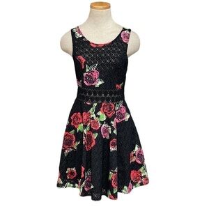Free People Dress Sleeveless Lace A Line Black Pink Size 4
